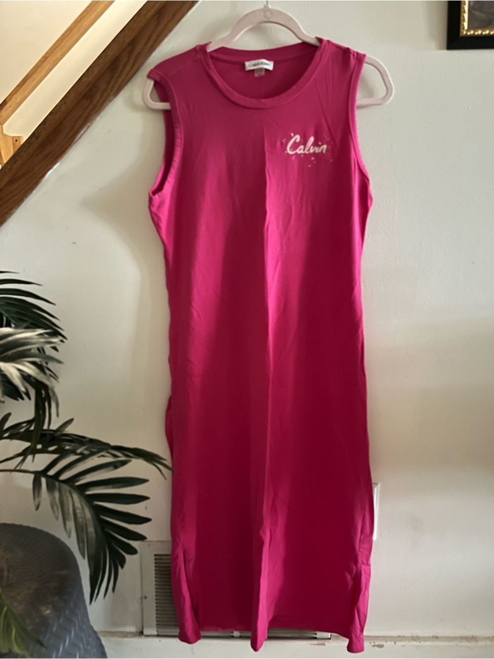 Calvin Klein Bright Pink Logo Tank Dress